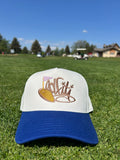 Golfiti Tag Script Trucker Hat – White/Blue