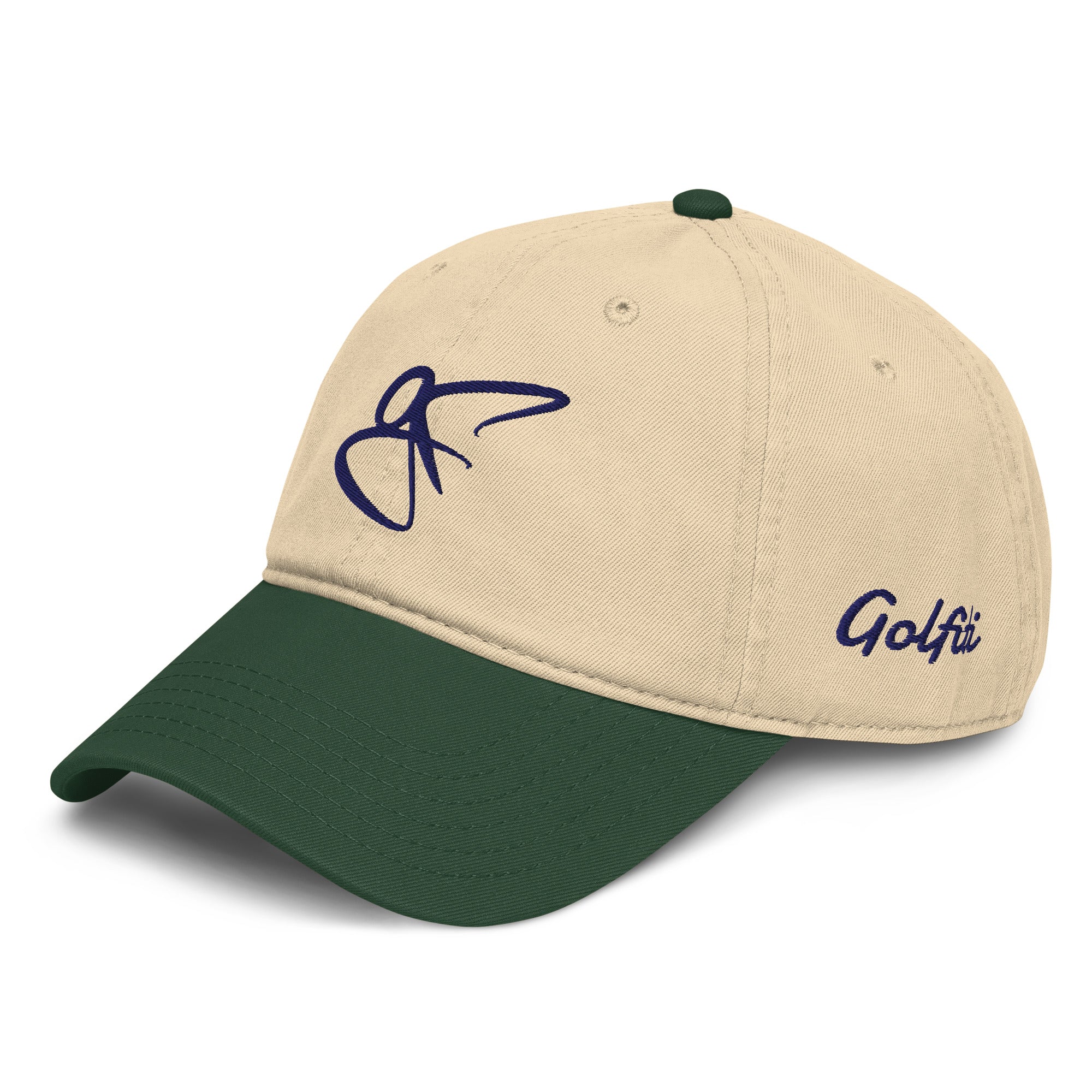 Garment Washed GF Baseball Cap - White/Green/Blue – golfiti
